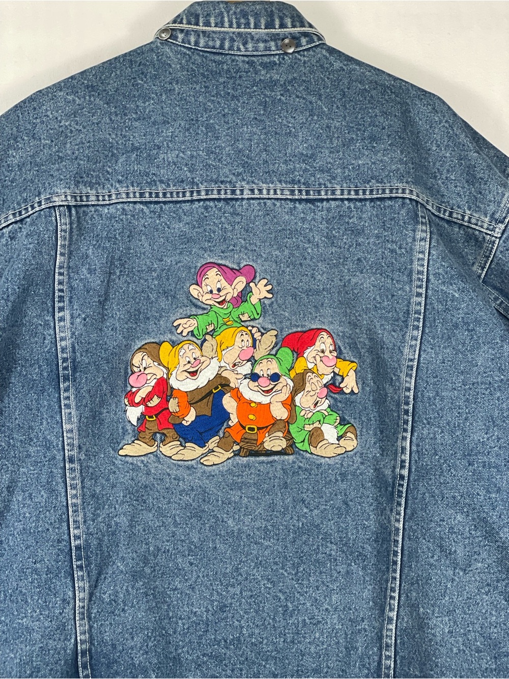 Vtg Disney Snow White 7 Dwarfs Blue Denim Jean Jacket Mens Sz L - Picture 5 of 10